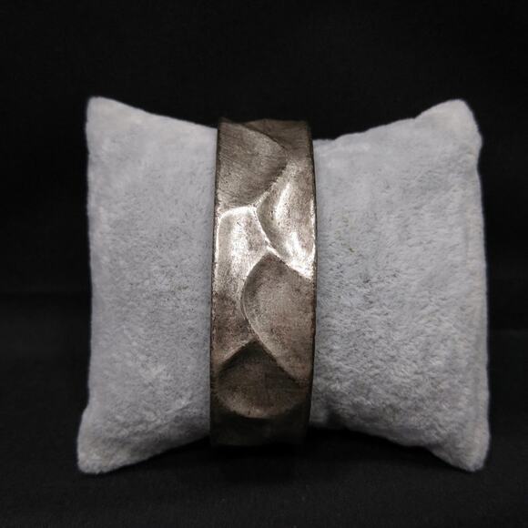 Chico's Silver Plated Textured Cuff Bracelet, Unpolished, 5 7/8 Inches - Picture 2 of 8